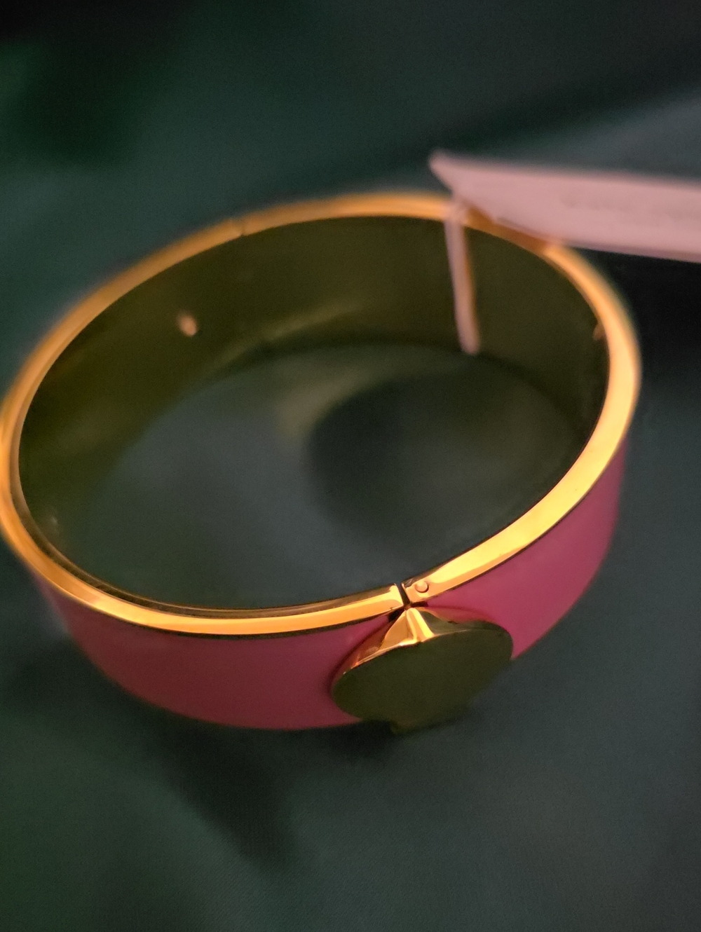 kate spade Pink Enamel Gold-Tone Hinged Bangle Bracelet